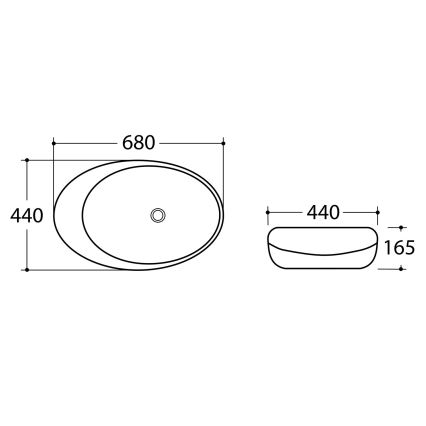Sapho - virsmas uzstādāma izlietne DALMA 68x44 cm, pelēka