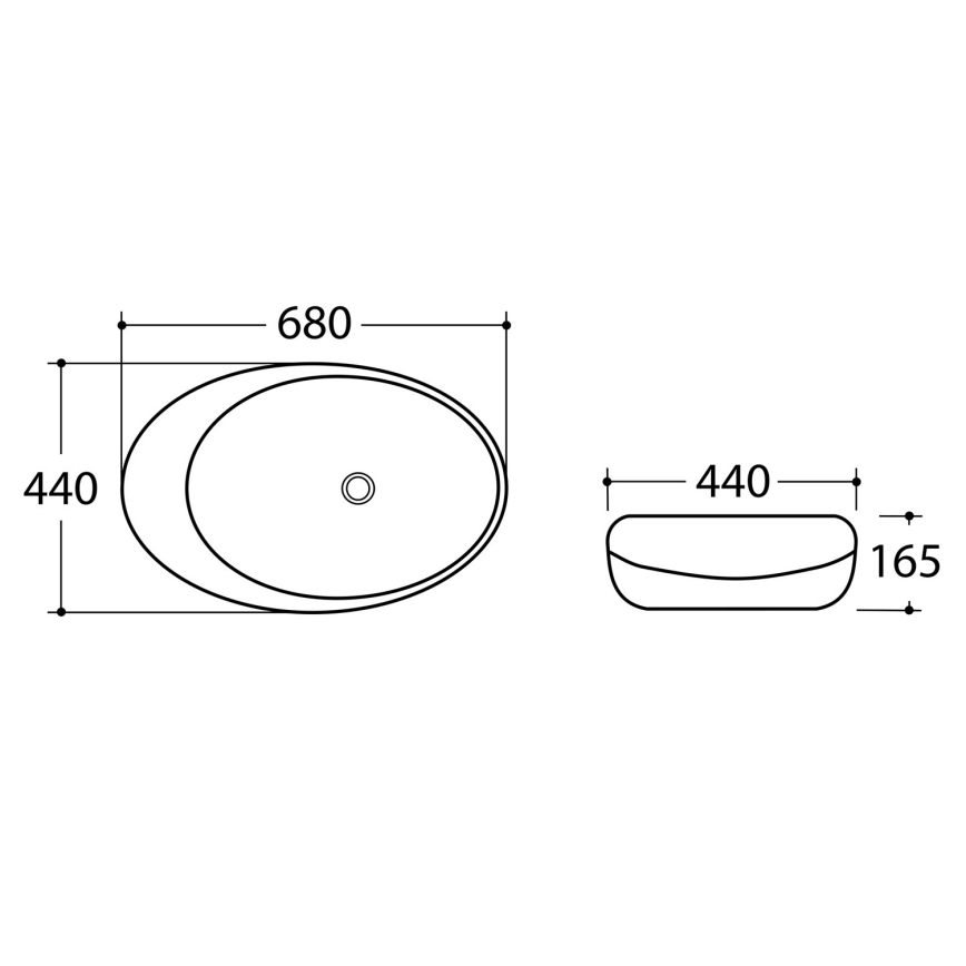 Sapho - virsmas uzstādāma izlietne DALMA 68x44 cm, pelēka