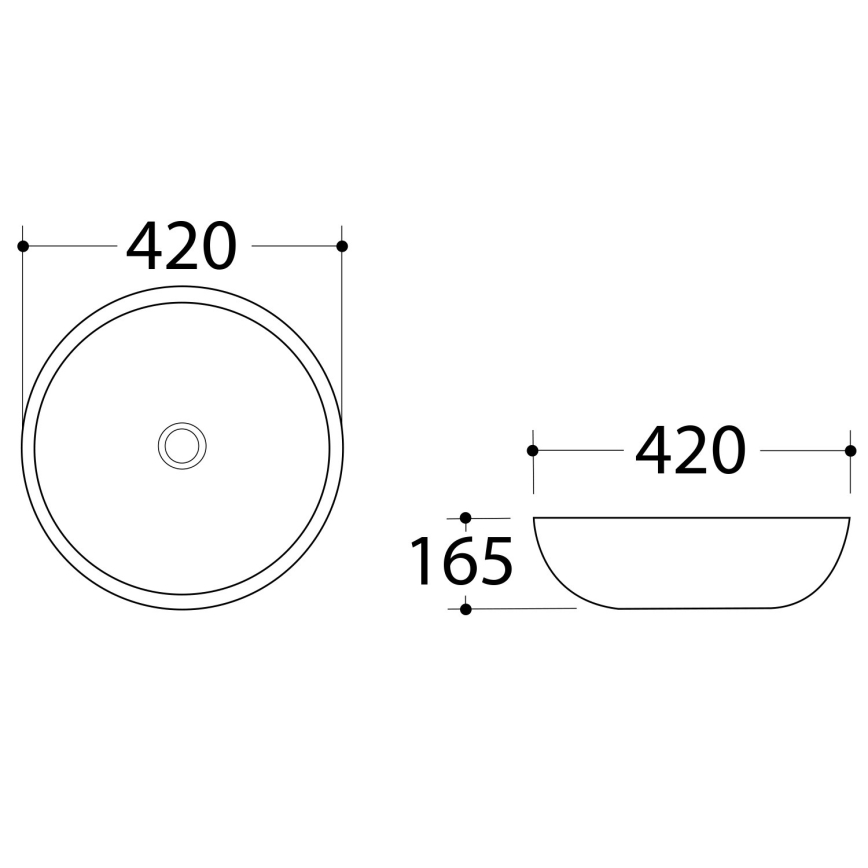 Sapho - Virsmas uzstādāma izlietne DALMA, Ø 42 cm, keramika/carrara/balta