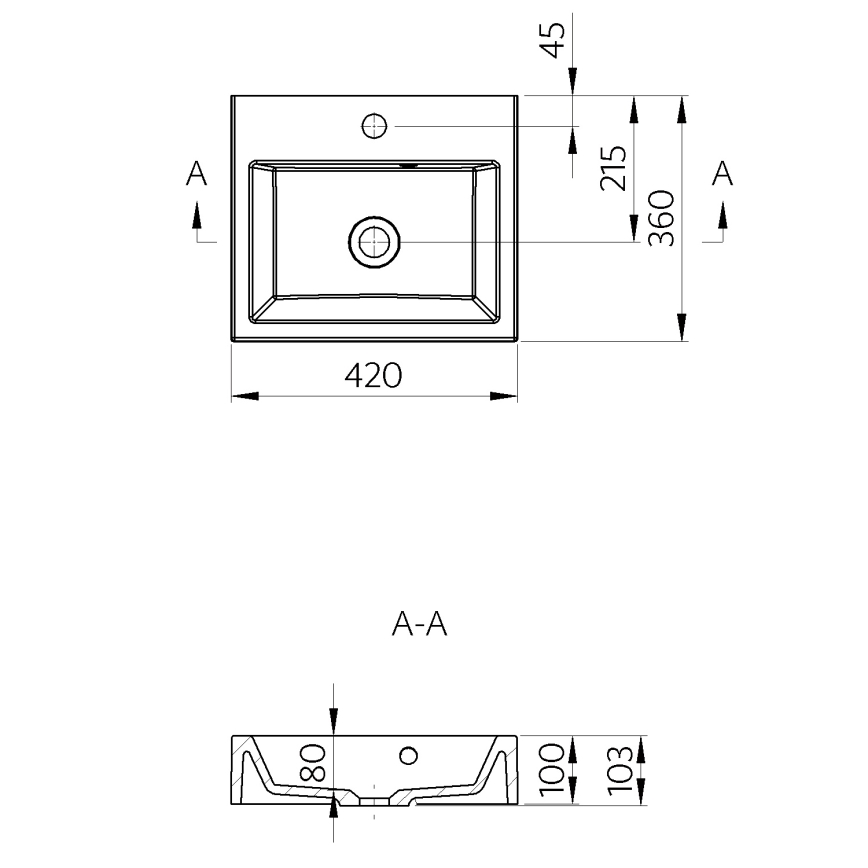 Sapho - Virsmas uzstādāmā izlietne ORINOKO 42x36 cm keramika/balta