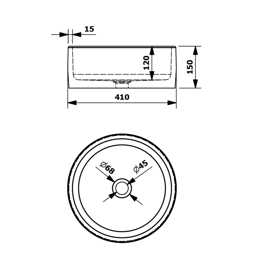 Sapho - Virsmas uzstādamā izlietne PRIORI Ø 41 cm balta/pelēka