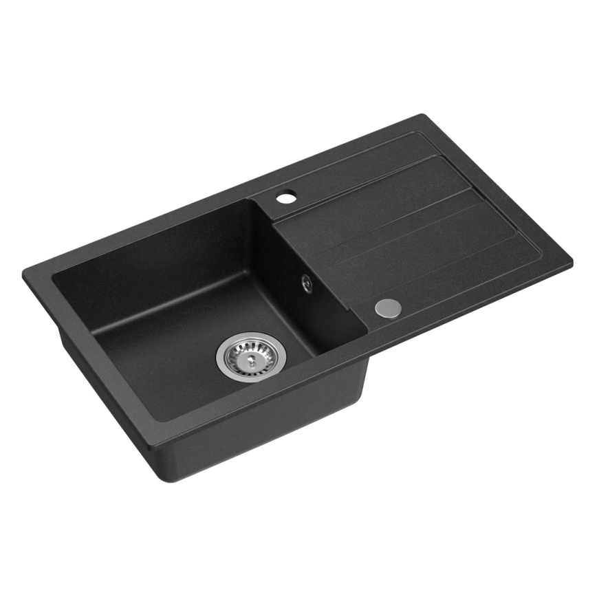 Sapho - Virtuves izlietne 77x44 cm granīts/melna