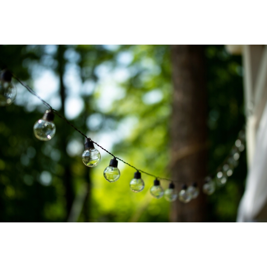 Saules barota LED dekoratīvā virtene, 30 LED/8 režīmi, 500 mAh, 10,6 m, IP67, siltā balta