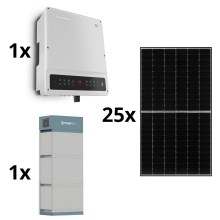Saules enerģijas komplekts GOODWE - 10kWp JINKO + 10kW GOODWE hibrīda pārveidotājs 3p + 10,65 kWh akumulators PYLONTECH H2