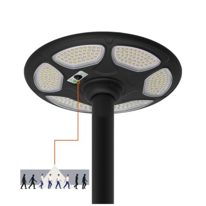Saules ielu lampa ar LED un sensoru SOLSUMI LED/25W/3,2V IP54 25000 mAh + tālvadības pults