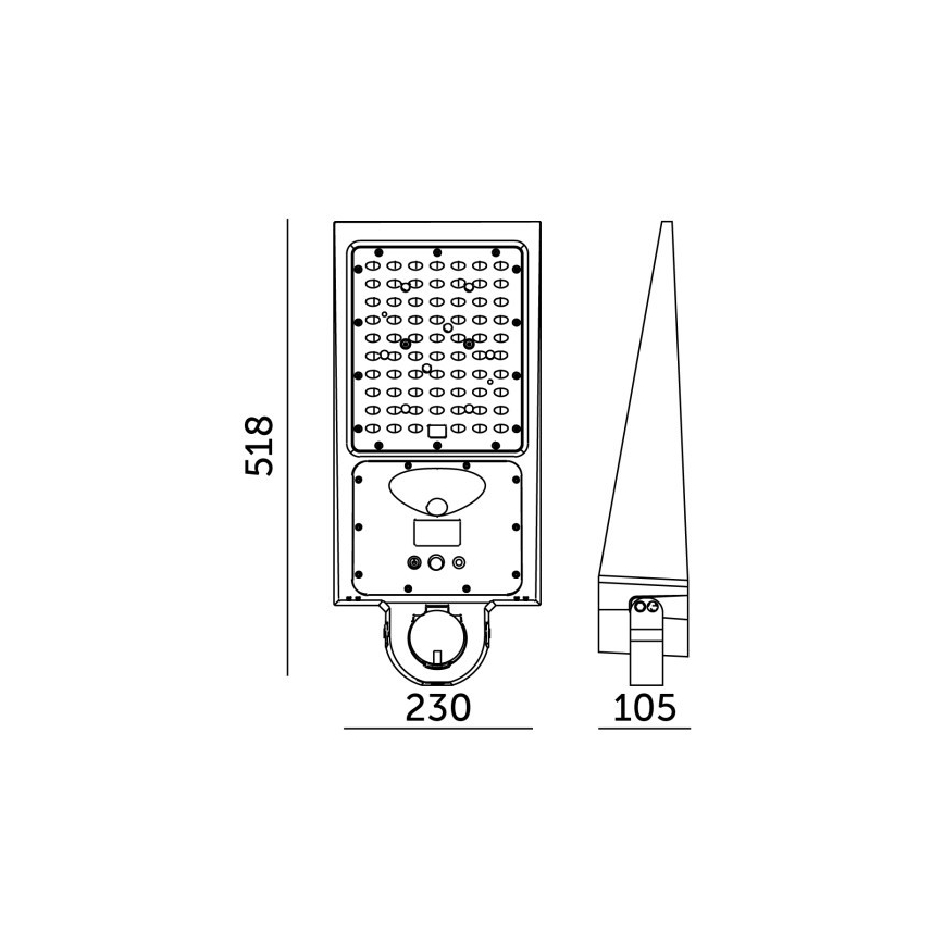 LED regulējama saules ielu lampa ar sensoru STREET LED/30W/9,6V 3000/4000K 6000 mAh IP65 + tālvadības pults