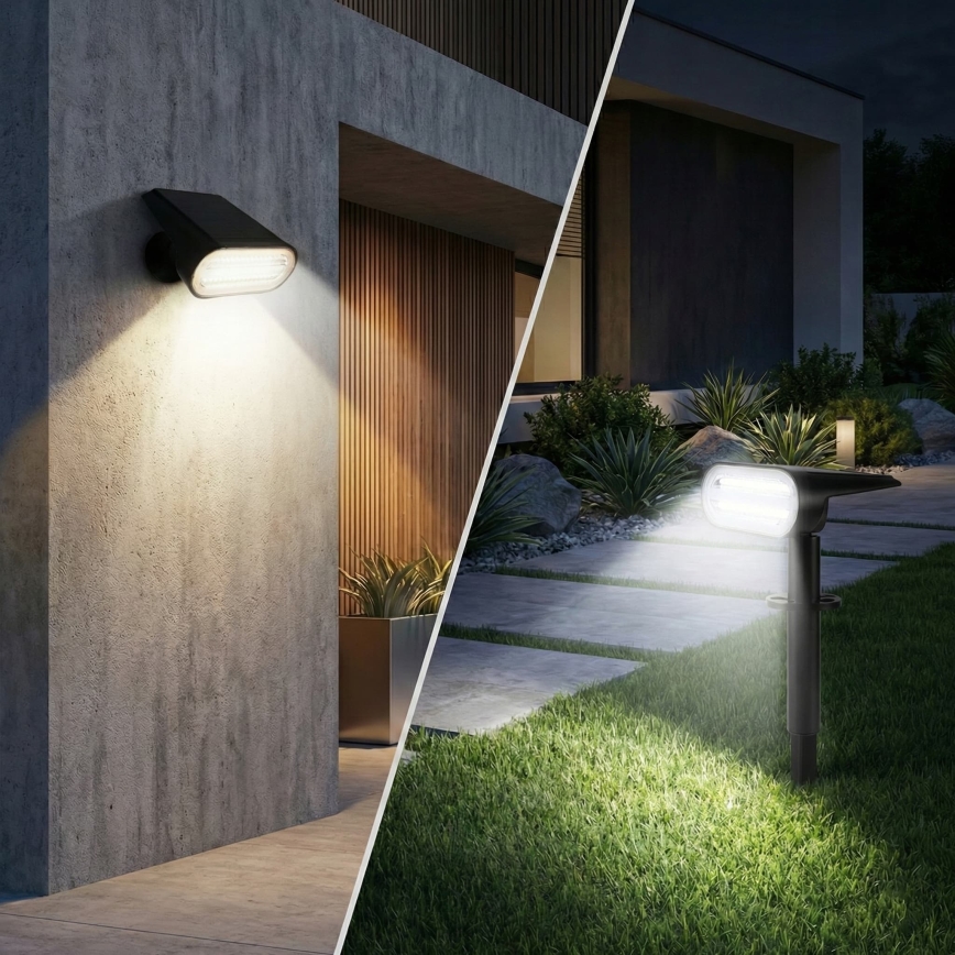 Saules LED lampa 2 vienā LED/3,7V 1200 mAh IP54 melna