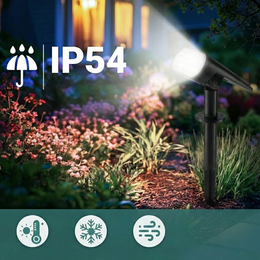 Saules LED lampa 2 vienā LED/3,7V 1200 mAh IP54 melna