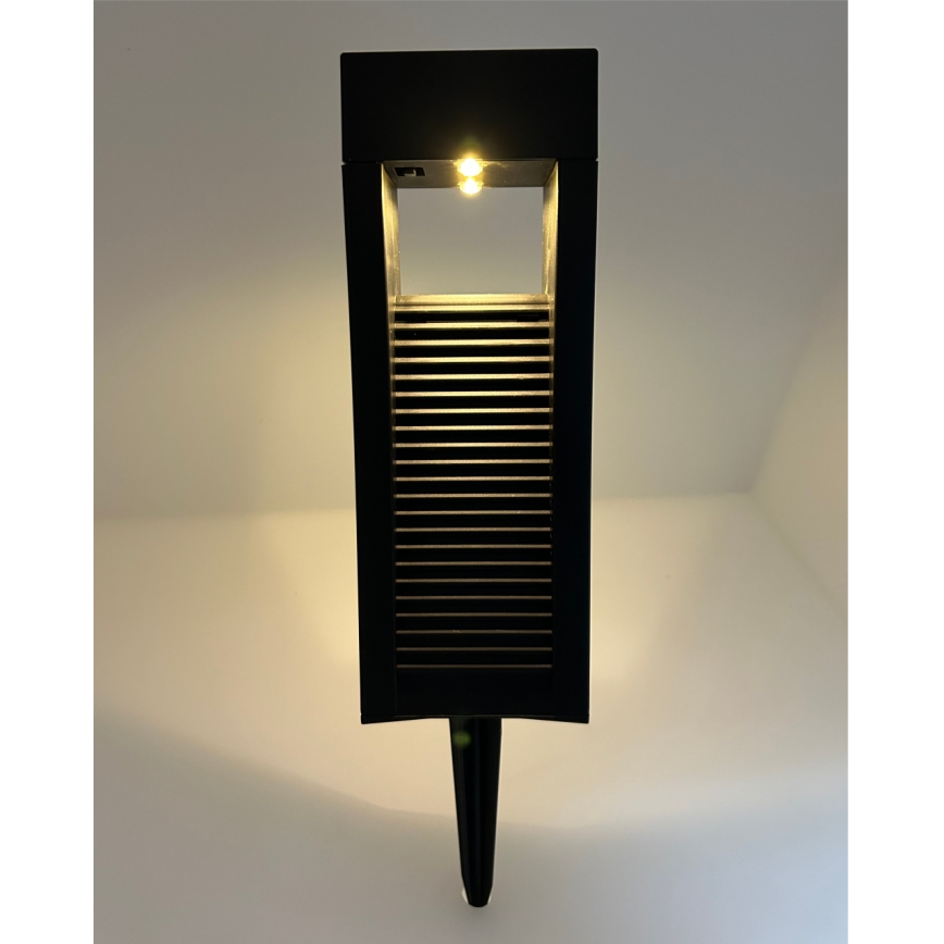 Saules LED lampa 2xLED/1,2V 200 mAh IP44 melna
