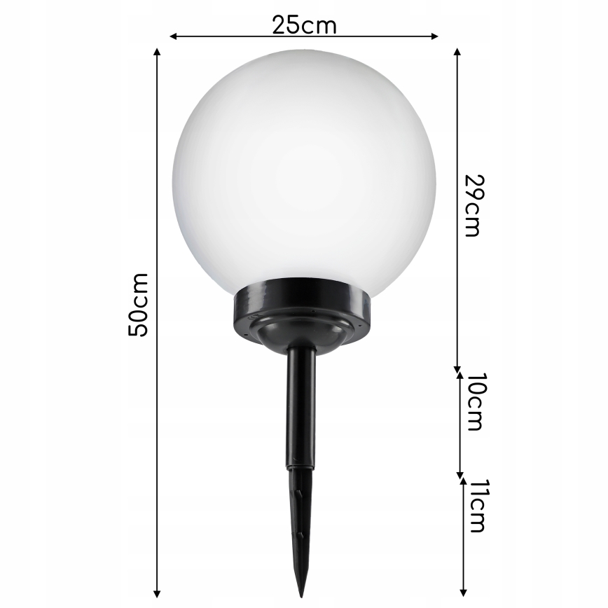 Saules LED lampa LED/1,2V 6500K 200 mAh Ø 25 cm IP44 balta/melna