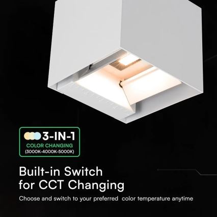 LED saules sienas gaismeklis ar sensoru LED/9W/3,7V 3000/4000/5000K IP65 2600 mAh balts