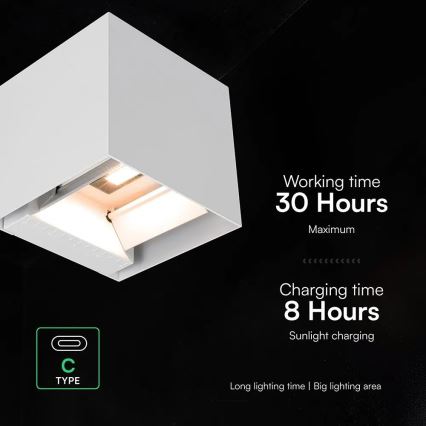 LED saules sienas gaismeklis ar sensoru LED/9W/3,7V 3000/4000/5000K IP65 2600 mAh balts