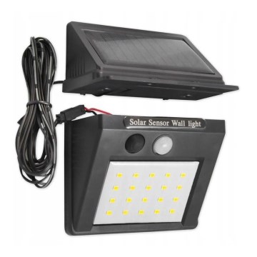 Saules LED sienas gaismeklis ar sensoru un ārējo paneli LED/0,55W/3,7V 1200 mAh IP65