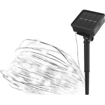 Saules virtene 120xLED/2,4W/1,2V 12m IP44 600 mAh auksti balta