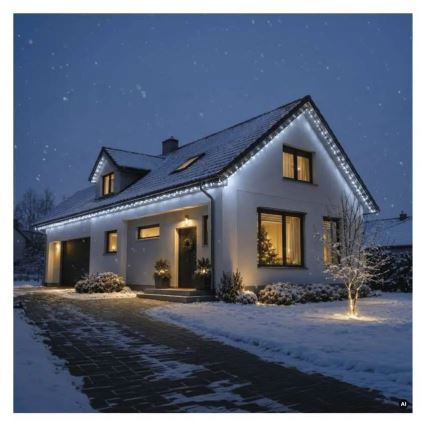 Savienojama virtene 100xLED/10m IP44 auksti balta melna