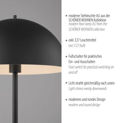 Schöner Wohnen 11727-18 - Grīdas lampa ALI 1xE27/25W/230V melna