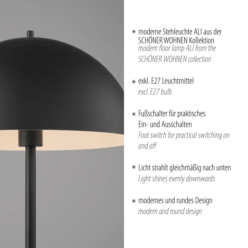 Schöner Wohnen 11727-18 - Grīdas lampa ALI 1xE27/25W/230V melna