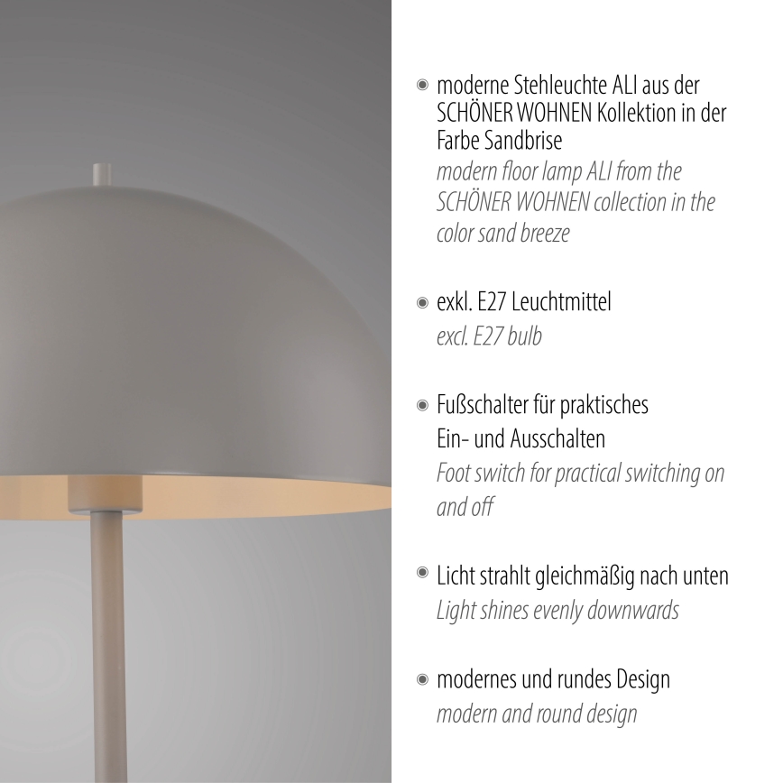 Schöner Wohnen 11727-39 - Grīdas lampa ALI 1xE27/25W/230V pelēka