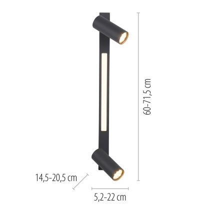 Schöner Wohnen 11793-18 - LED punktveida gaismeklis DANTE 2xGU10/10W/230V + LED/7,2W, melns