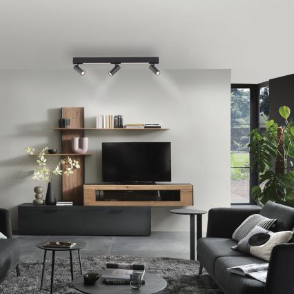 Schöner Wohnen 11794-18 - LED spotgaismeklis DANTE 3xGU10/10W/230V + LED/14,4W melns