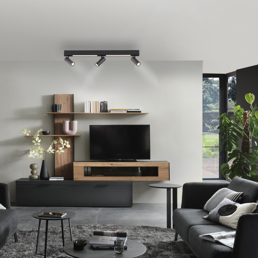 Schöner Wohnen 11794-18 - LED spotgaismeklis DANTE 3xGU10/10W/230V + LED/14,4W melns