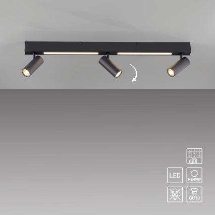 Schöner Wohnen 11794-18 - LED spotgaismeklis DANTE 3xGU10/10W/230V + LED/14,4W melns