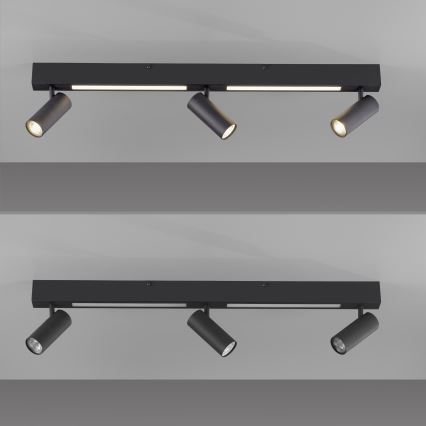 Schöner Wohnen 11794-18 - LED spotgaismeklis DANTE 3xGU10/10W/230V + LED/14,4W melns