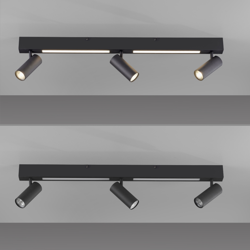 Schöner Wohnen 11794-18 - LED spotgaismeklis DANTE 3xGU10/10W/230V + LED/14,4W melns