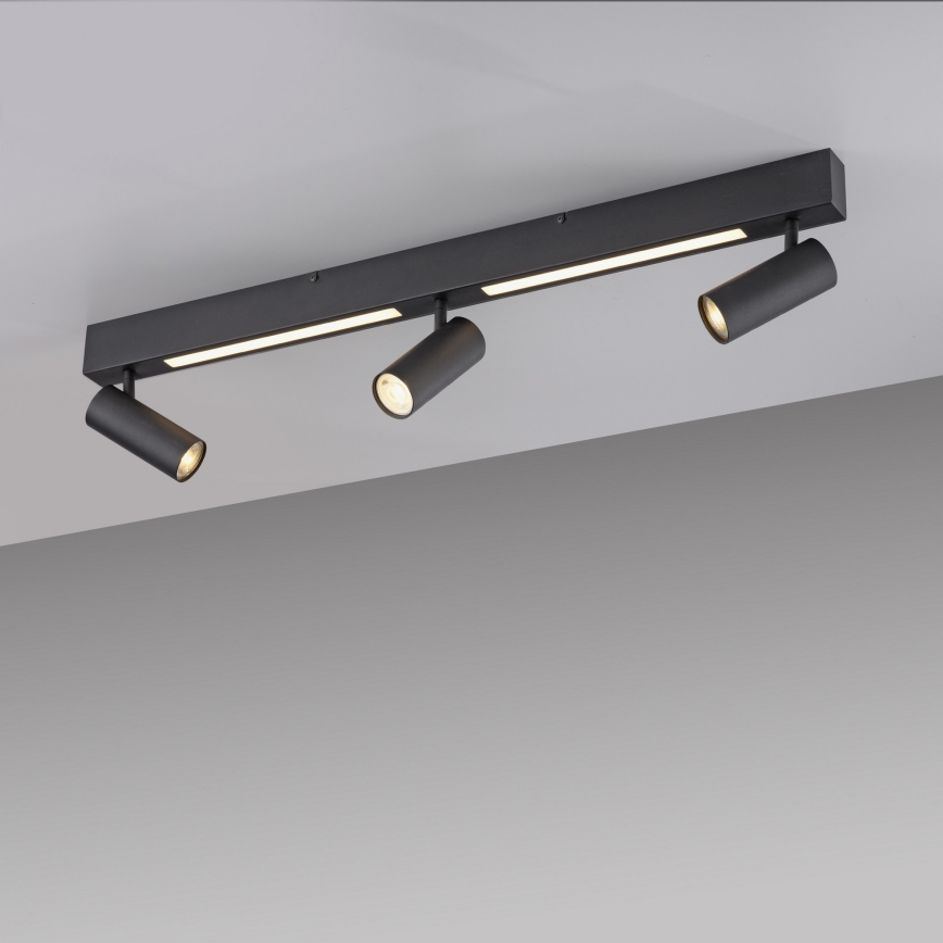 Schöner Wohnen 11794-18 - LED spotgaismeklis DANTE 3xGU10/10W/230V + LED/14,4W melns