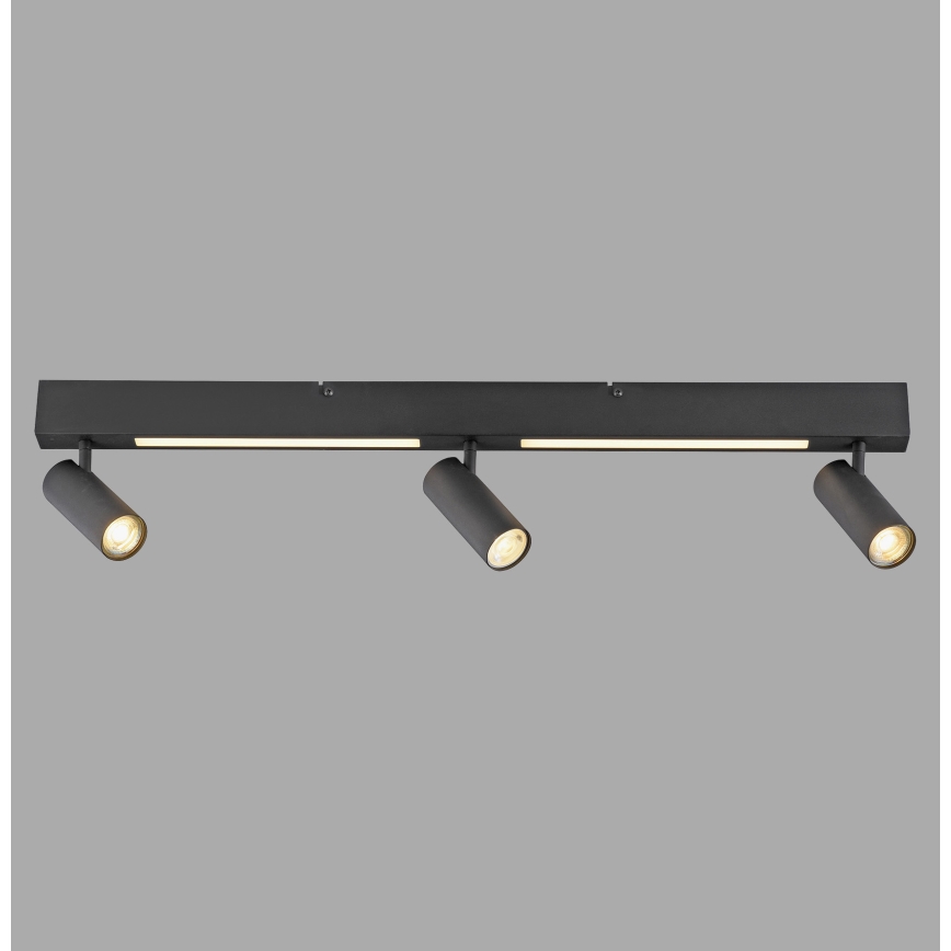 Schöner Wohnen 11794-18 - LED spotgaismeklis DANTE 3xGU10/10W/230V + LED/14,4W melns