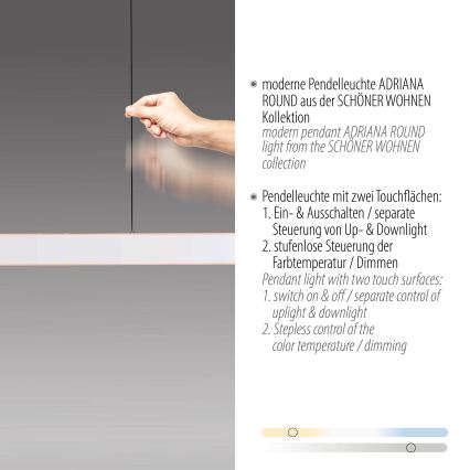 Schöner Wohnen 12577-16 - LED regulējama lustra ar trosi ADRIANA ROUND 2xLED/24W/230V 2700/3000/3500/4000/5000K 160 cm balta