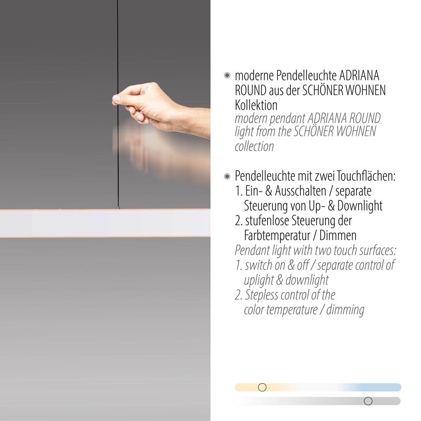 Schöner Wohnen 12577-16 - LED regulējama lustra ar trosi ADRIANA ROUND 2xLED/24W/230V 2700/3000/3500/4000/5000K 160 cm balta