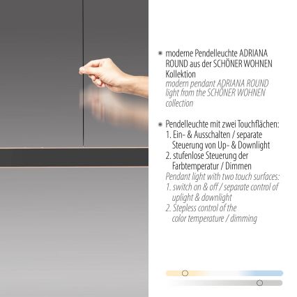 Schöner Wohnen 12577-18 - LED pakarināms gaismeklis ar regulējamu spilgtumu uz kabeļa ADRIANA ROUND 2xLED/24W/230V 2700/3000/3500/4000/5000K 160 cm melns