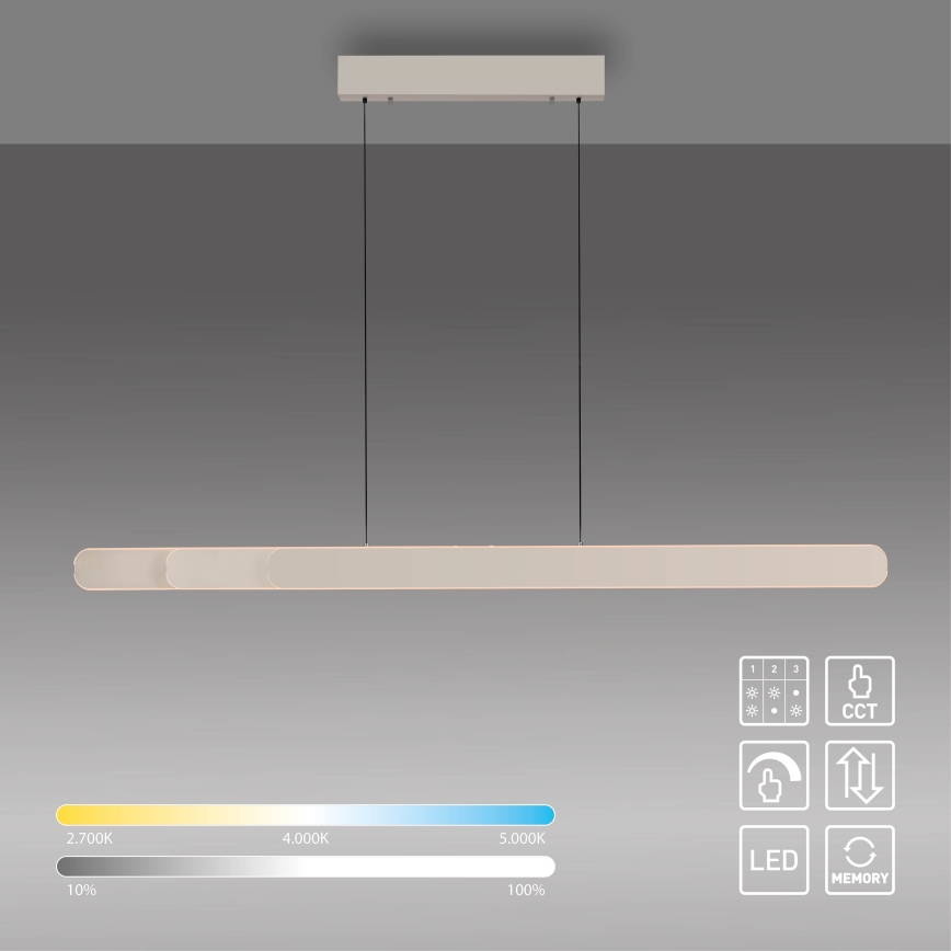 Schöner Wohnen 12577-39 - Regulējama LED pakaramā lampa uz troses ADRIANA ROUND 2xLED/24W/230V 2700/3000/3500/4000/5000K 160 cm pelēka