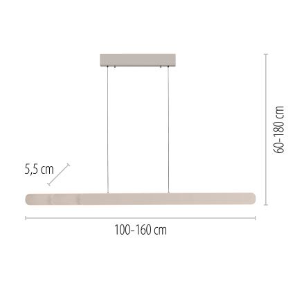 Schöner Wohnen 12577-39 - Regulējama LED pakaramā lampa uz troses ADRIANA ROUND 2xLED/24W/230V 2700/3000/3500/4000/5000K 160 cm pelēka