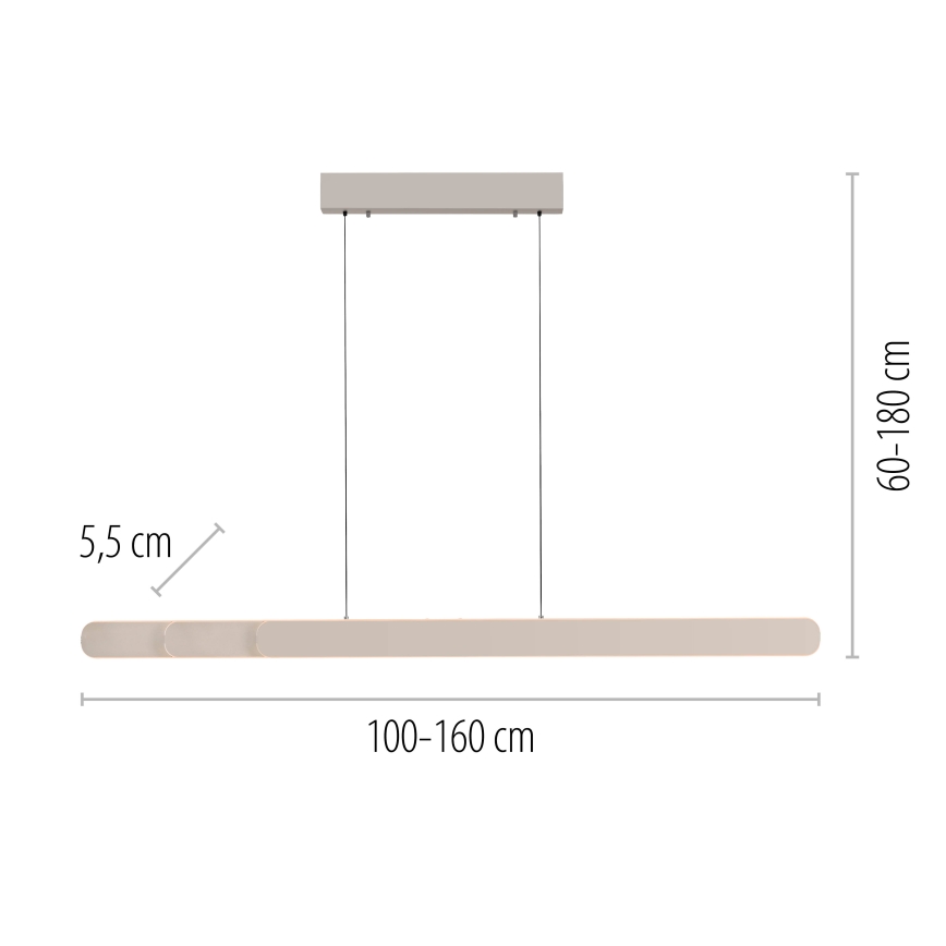 Schöner Wohnen 12577-39 - Regulējama LED pakaramā lampa uz troses ADRIANA ROUND 2xLED/24W/230V 2700/3000/3500/4000/5000K 160 cm pelēka