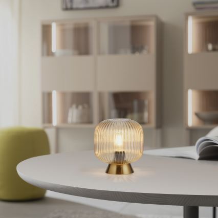 Schöner Wohnen 13573-27 - Galda lampa NAMI 1xE27/25W/230V zeltaina/bēša/dūmaina