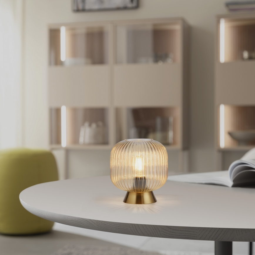 Schöner Wohnen 13573-27 - Galda lampa NAMI 1xE27/25W/230V zeltaina/bēša/dūmaina