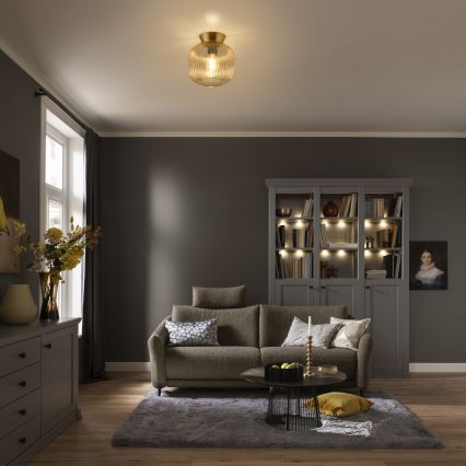 Schöner Wohnen 13574-27 - Griestu lampa NAMI 1xE27/25W/230V Ø 20 cm zeltaina/bēša/dūmakaina