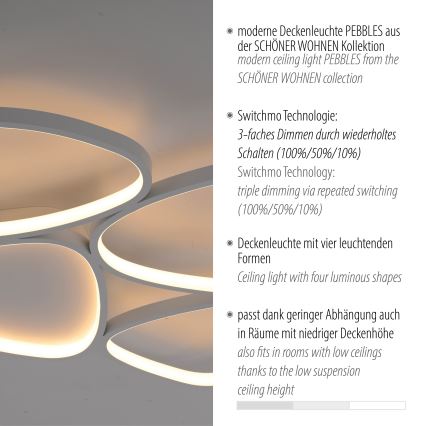 Schöner Wohnen 14038-16 - LED dimmējams griestu gaismeklis PEBBLES LED/35,5W/230V balts