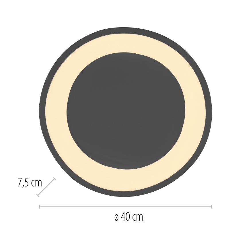 Schöner Wohnen 14233-18 - Aptumšojama LED griestu lampa MONTA LED/21W/230V Ø 40 cm melna