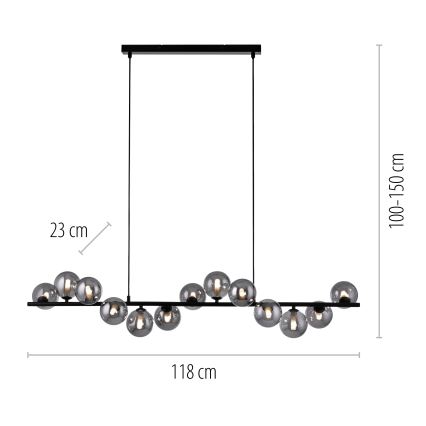 Schöner Wohnen 14504-18 - LED lustra uz troses DUBAI 13xG9/3W/230V 118 m melna/dūmakaina
