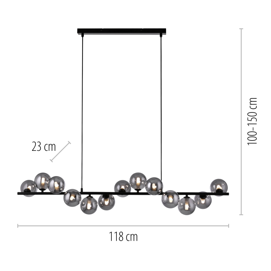 Schöner Wohnen 14504-18 - LED lustra uz troses DUBAI 13xG9/3W/230V 118 m melna/dūmakaina