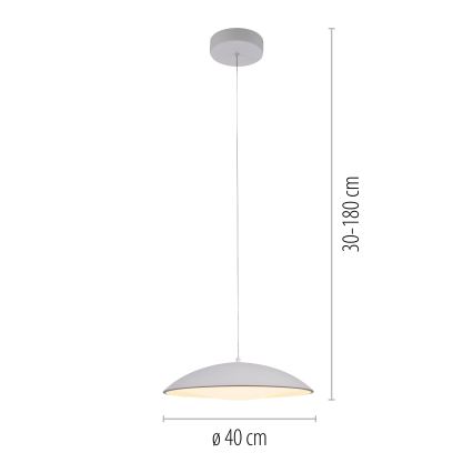 Schöner Wohnen 14606-16 - dimmējama piekaramā lampa uz kabeļa LENTE, LED/17W/230V, Ø 40 cm, balta
