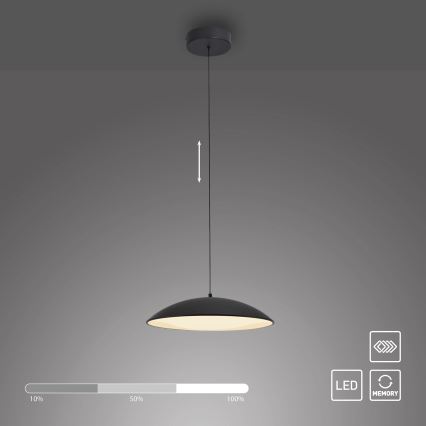 Schöner Wohnen 14606-18 - LENTE LED pakaramais gaismeklis uz vada, ar regulējamu spilgtumu, LED/17W/230V, Ø 40 cm, melns