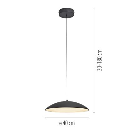 Schöner Wohnen 14606-18 - LENTE LED pakaramais gaismeklis uz vada, ar regulējamu spilgtumu, LED/17W/230V, Ø 40 cm, melns