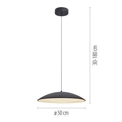 Schöner Wohnen 14607-18 - LENTE LED lustra uz kabeļa, dimējama, 23W/230V, Ø 50 cm, melna