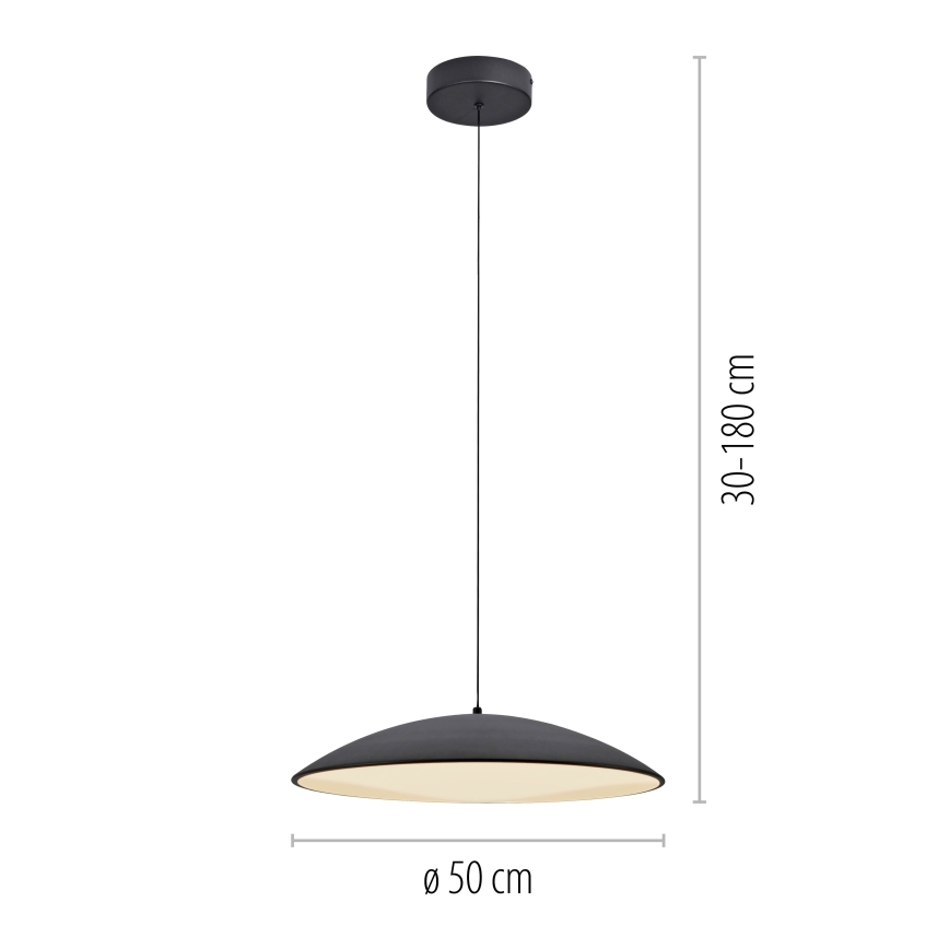 Schöner Wohnen 14607-18 - LENTE LED lustra uz kabeļa, dimējama, 23W/230V, Ø 50 cm, melna