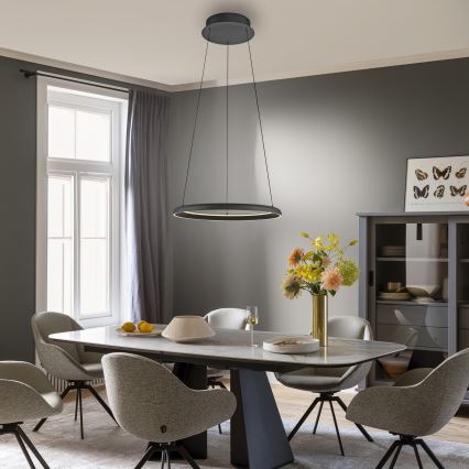 Schöner Wohnen 15570-18 - QUILLO LED dimmējama pakaramā lustra ar trosi, LED 36W, 230V, Ø 60 cm, melna