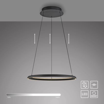 Schöner Wohnen 15570-18 - QUILLO LED dimmējama pakaramā lustra ar trosi, LED 36W, 230V, Ø 60 cm, melna